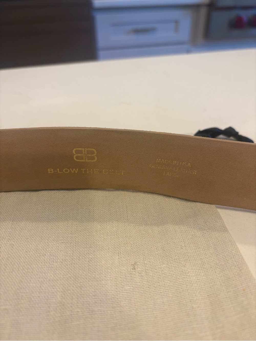 B-Low the Belt Suede Tan Belt with Gold Buckle - Picture 3 of 5